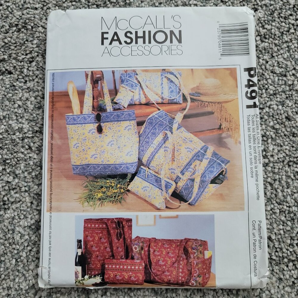 McCalls Fashion Accessories Uncut Pattern #P491